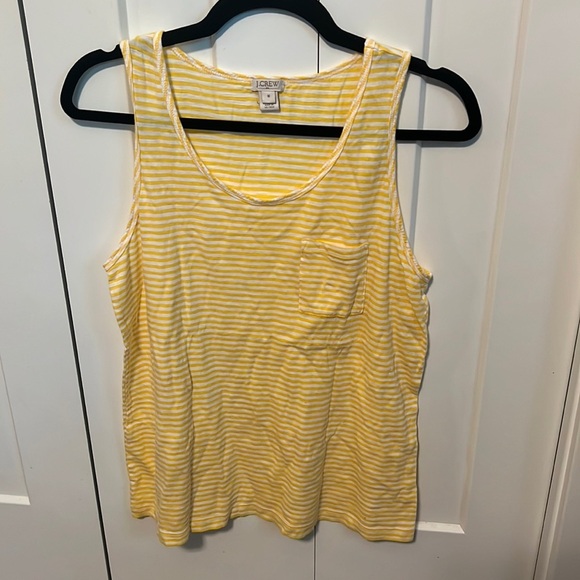 J. Crew Tops - J Crew yellow stripped tank top size M